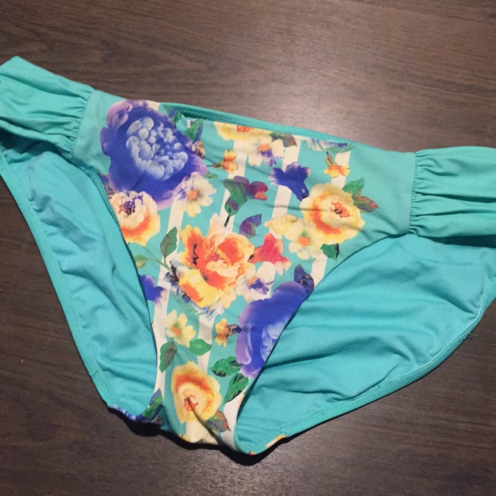 👙 Seafolly Turquoise Floral Bikini Bottoms